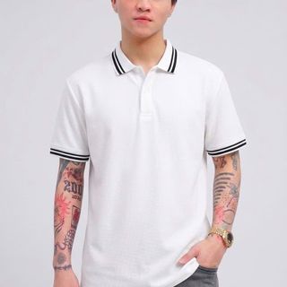 Áo thun Polo Cotton Nam. Chất 100% cotton tổ ong , bo dệt phối sọc tinh tế,  đồng chất .