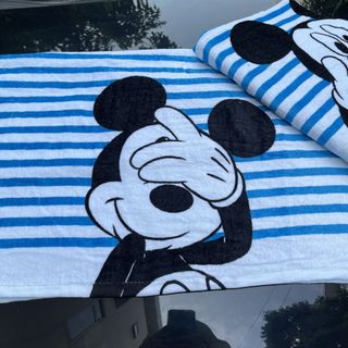 Khăn tắm cho bé MJ Organic, chuột MICKEY KẺ XANH, 60x120cm