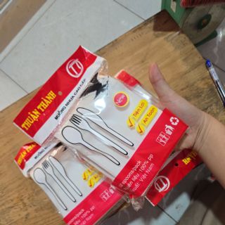 Thìa nhựa muỗng nhựa dùng 1 lần màu trắng 15cm  sữa cao cấp dùng cho quán ăn[100 cái/bịch]