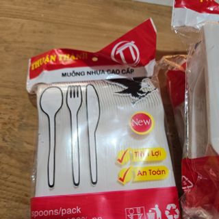 Thìa nhựa muỗng nhựa dùng 1 lần màu trắng 15cm sữa cao cấp dùng cho quán ăn[100 cái/bịch]