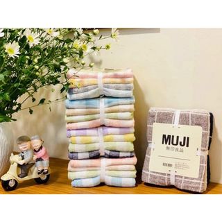 Combo 4c Khăn tắm, khăn lau đầu MJ kẻ ngâu nhiên, KT 35x80cm