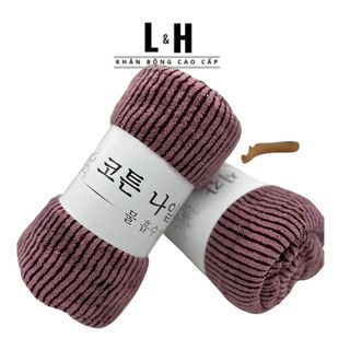 Khăn tắm lông cừu cao cấp, Kẻ viền chìm, KT 50x100cm