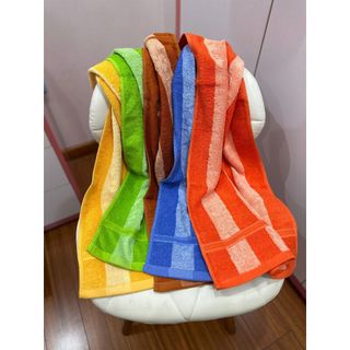 Khăn Lau Đầu, Lau Tóc Cotton Kẻ Mờ 34*80cm-120gr