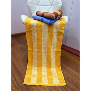 Khăn Lau Đầu, Lau Tóc Cotton Kẻ Mờ 34*80cm-120gr