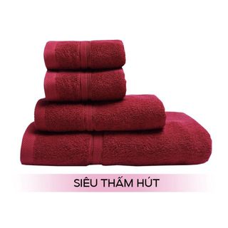 Combo 4 Khăn Tắm Gội mặt Cao Cấp 100% Cotton Siêu Thấm Hút, Không Sổ Lông, Không Phai Màu