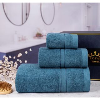 Bộ 3 khăn tắm mặt gội với sợi bông cotton dày thấm hút tốt, không đổ lông, không ra màu