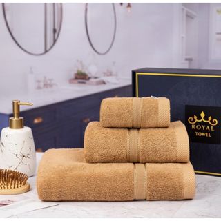 Bộ 3 khăn tắm mặt gội với sợi bông cotton dày thấm hút tốt, không đổ lông, không ra màu