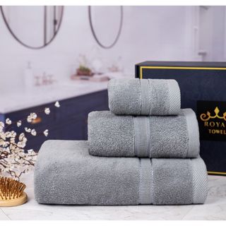 Bộ 3 Khăn Tắm Mặt Gội Với Sợi Bông Cotton Dày Thấm Hút Tốt, Kháng Khuẩn, Không Phai Màu