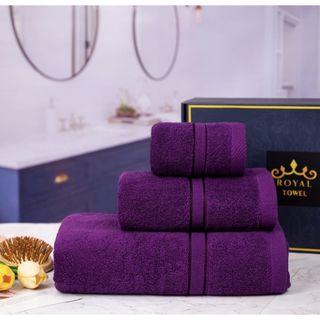 Bộ 3 Khăn Tắm Mặt Gội Với Sợi Bông Cotton Dày Thấm Hút Tốt, Kháng Khuẩn, Không Phai Màu