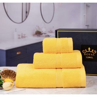 Bộ 3 Khăn Tắm Mặt Gội Với Sợi Bông Cotton Dày Thấm Hút Tốt, Kháng Khuẩn, Không Phai Màu