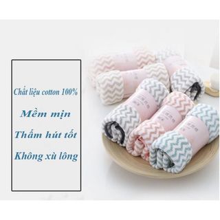 Khăn Tắm Lông Cừu Hàn Quốc, KT 37x75cm, Kẻ Sóng Nhỏ