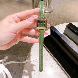 ĐỒNG HỒ NỮ CAO CẤP YXL MẶT VUÔNG DÂY DA XANH LÁ FULLBOX