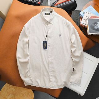 LINEN POLO tay dài nam. Bo cổ cài nút.  Chất vải linen tưng - mềm - ko pha.