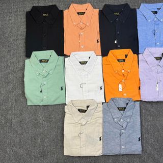LINEN POLO tay dài nam. Bo cổ cài nút.  Chất vải linen tưng - mềm - ko pha.