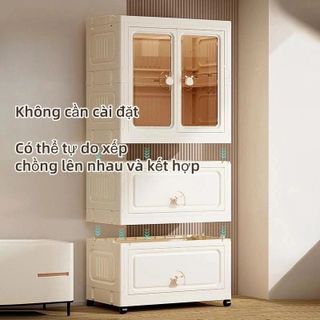 Nubie Tủ Quần Áo Gấp Gọn Cho Bé, Tủ Đồ Đa Năng, Tháo Lắp Xếp Chồng Dễ Dàng, Chất Liệu PP Cao Cấp