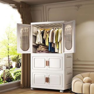 Tủ nhựa đựng quần áo, Tủ nhựa đựng đồ cỡ lớn gấp gọn đa năng, lắp ghép dễ dàng không cần thiết bị