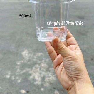 Ly nhựa pet vuông 16oz - 500ml nắp 93