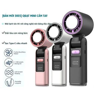 Quạt Cầm Tay Sò Lạnh K801 4000mAh – Quạt Mini Làm Mát Nhanh, 200 Mức Gió, Có LED