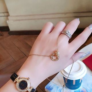 SET ĐỒNG HỒ NỮ CAO CẤP CATIOR DÂY DA MẶT MINI VIỀN HỘT TẶNG DÂY CHUYỀN