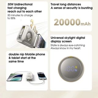 Sạc Dự Phòng Baseus Bess Nomos 30W 20000mAh Tích Hợp Dây, Sạc Nhanh PD QC