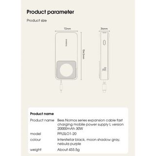 Sạc Dự Phòng Baseus Bess Nomos 30W 20000mAh Tích Hợp Dây, Sạc Nhanh PD QC