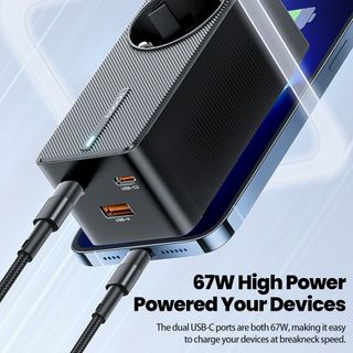 Ổ Sạc Đa Năng Toocki 67W – Sạc Nhanh Laptop, Điện Thoại, Tích Hợp Ổ Điện 2500W