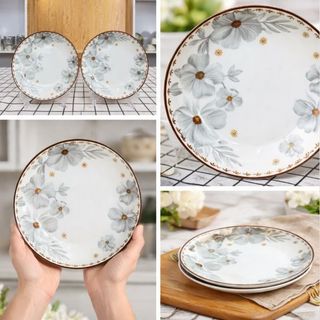 ĐĨA SỨ ẢO HOA DỪA NÂU SIZE 6 - 15CM (T100)