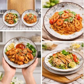 ĐĨA SỨ ẢO HOA DỪA NÂU SIZE 8 - 20CM (T50)