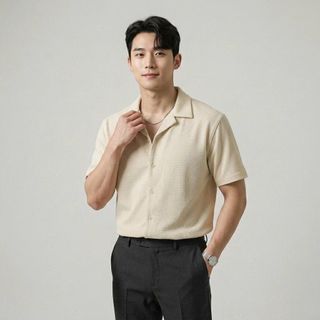 Áo sơ mi nam. Chất vải dệt vân nổi cao cấp – mềm – thoáng – nhẹ, mặc mát.