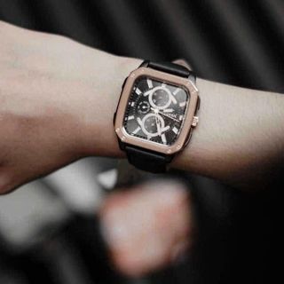 ĐỒNG HỒ NAM CAO CẤP POSXIL DÂY DA ĐEN MẶT VUÔNG CHONOGRAP FULLBOX