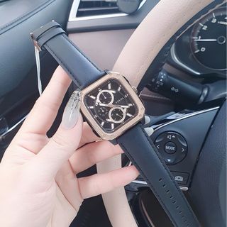 ĐỒNG HỒ NAM CAO CẤP POSXIL DÂY DA ĐEN MẶT VUÔNG CHONOGRAP FULLBOX