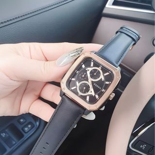 ĐỒNG HỒ NAM CAO CẤP POSXIL DÂY DA ĐEN MẶT VUÔNG CHONOGRAP FULLBOX