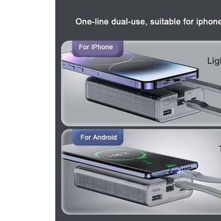 Pin dự phòng ROMOSS PEA20A 20000mAh PD 20W tích hợp sẵn cáp hai đầu