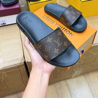 Dép quai ngang nam nữ cao cấp họa tiết logo Louis Vuitton – Gucci thời trang