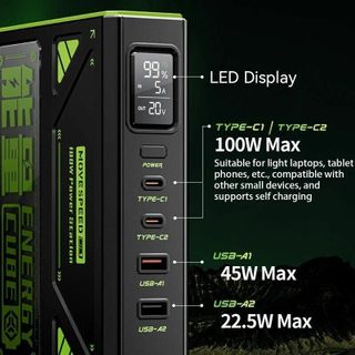 Pin dự phòng Movespeed 70000mAh 100W 2C2A tích hợp màn hình, đèn pin Led, SOS Mode Z70Pro