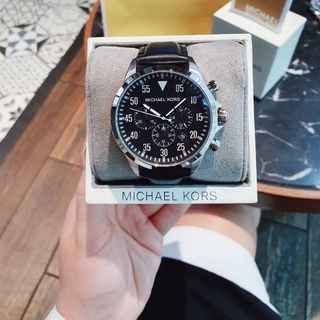 ĐỒNG HỒ NAM CAO CẤP MICHAEL DÂY DA ĐEN NIỀNG BẠC FULLBOX TAG