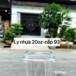 Ly nhựa pet vuông 20oz - 600ml nắp 93