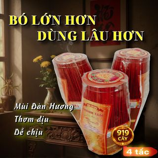Nhang Thơm 4 Tấc Bo Vàng 919 Cây – Giá Sỉ Ổn Định – Dễ Bán Hằng Ngày – Nguồn Hàng Cho Thờ Cúng