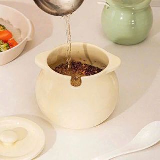 HỦ ĐỰNG MỠ SỨ XANH CÓ TAI CẦM KÈM MUỖNG 700ML (T32)