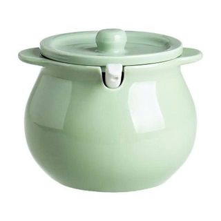 HỦ ĐỰNG MỠ SỨ XANH CÓ TAI CẦM KÈM MUỖNG 700ML (T32)