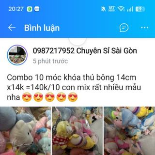 Móc khóa thú bông 14cm nhiều mẫu nè