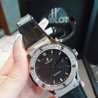 ĐỒNG HỒ COUPLE SIÊU CẤP HB HUPOT CAO SU BỌC DA ĐEN CÓ GIẤY KIỂM ĐỊNH