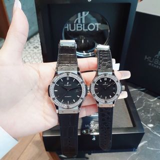 ĐỒNG HỒ COUPLE SIÊU CẤP HB HUPOT CAO SU BỌC DA ĐEN CÓ GIẤY KIỂM ĐỊNH