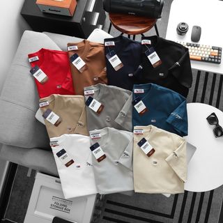 Ái thun nam Cotton 4 chiều xịn, sờ vào là thích.  Bo rip đồng màu, thiết kế basic