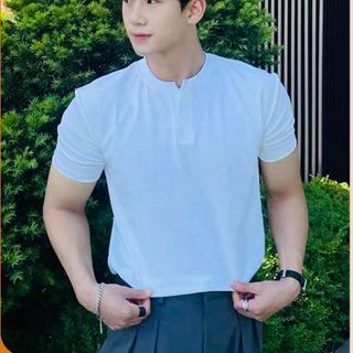 Áo trắng trơn cổ tàu thun bao xịn mặc bao mát