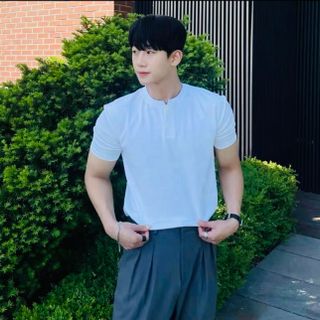 Áo trắng trơn cổ tàu thun bao xịn mặc bao mát