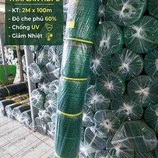 Lưới Che Nắng Thái Lan HDPE 2m60% - 2M x 100m - độ che phủ 60%, Chống UV Giảm Nhiệt