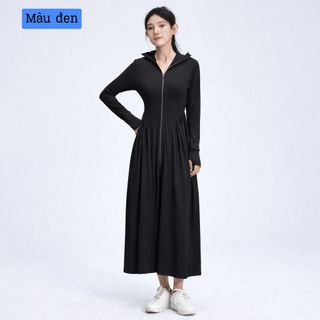 Áo Khoác Chống Nắng Toàn Thân Nữ Dáng Váy Vải Thun Lạnh,Chống Tia Cực Tím UPF 50+,Chống Gió Cản Bụi Cao Cấp