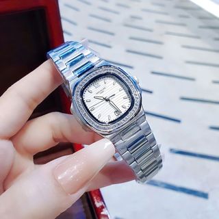 ĐỒNG HỒ COUPLE CAO CẤP FATEK MẶT VUÔNG DÂY THÉP BẠC