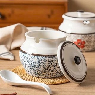 HỦ ĐỰNG MỠ BẦU HÌNH HOA 1200ML (T24)